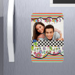 Monogram Colourful Modern Floral Personalized Phot Magnet<br><div class="desc">This modern bright and colourful floral design features your favourite photo and monogram surrounded by floral,  stripe and chequerboard patterns #fashion #magnets #kitchen #photo #addyourown #diy #doityourself #home #office #work #photograph #decor #homedecor #onlineshopping #love #style #sale #shopping #smallbusiness</div>