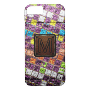 Monogram Colourful Mosaic Pattern Wood Look #4 Case-Mate iPhone Case