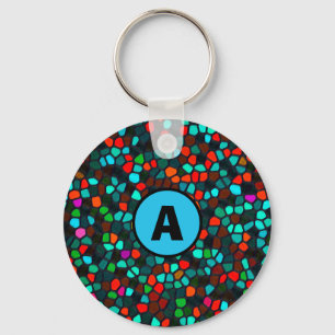 Monogram Colourful Multicoloured Mosaic Pattern Ke Keychain