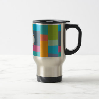 monogram & colourful patterned travel mug
