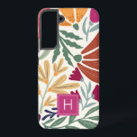 Monogram Colourful Retro Floral Boho Samsung Galaxy Case<br><div class="desc">Monogram Colourful Retro Floral Boho Samsung Galaxy S22  Case. Perfect as a custom gift to a girl,  daughter,  your friend or officemate.</div>