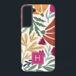 Monogram Colourful Retro Floral Boho Samsung Galaxy Case<br><div class="desc">Monogram Colourful Retro Floral Boho Samsung Galaxy S22  Case. Perfect as a custom gift to a girl,  daughter,  your friend or officemate.</div>