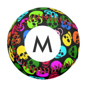 Monogram Colourful Skulls pattern in black Baseball