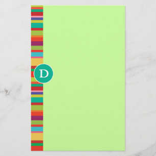 Monogram Colourful Stripes Customizable Stationery