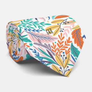Monogram Colourful Stylish Botanical Pattern Tie