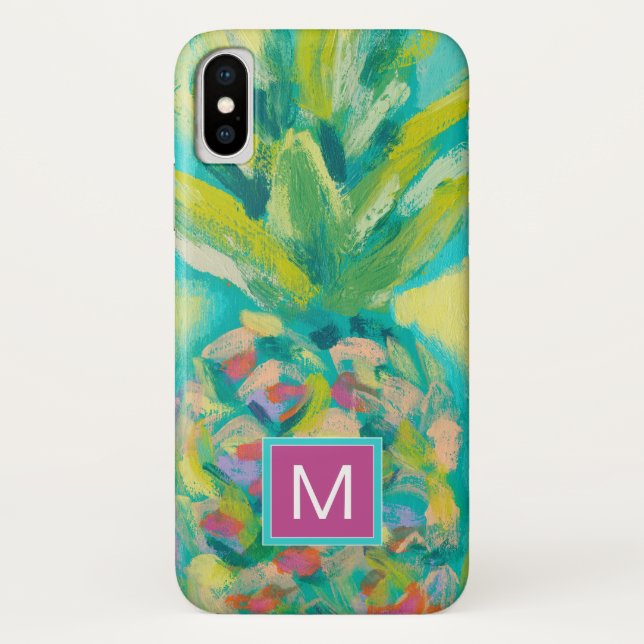 Monogram | Colourful Tropical Pineapple Case-Mate iPhone Case (Back)