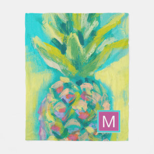 Monogram Colourful Tropical Pineapple Fleece Blanket
