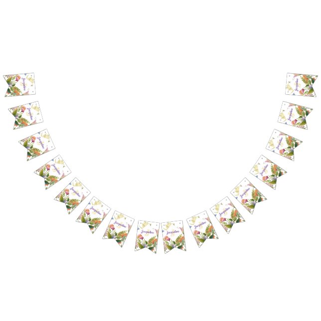 Monogram Colourful Wild Flower Illustrated Bunting Flags (All)