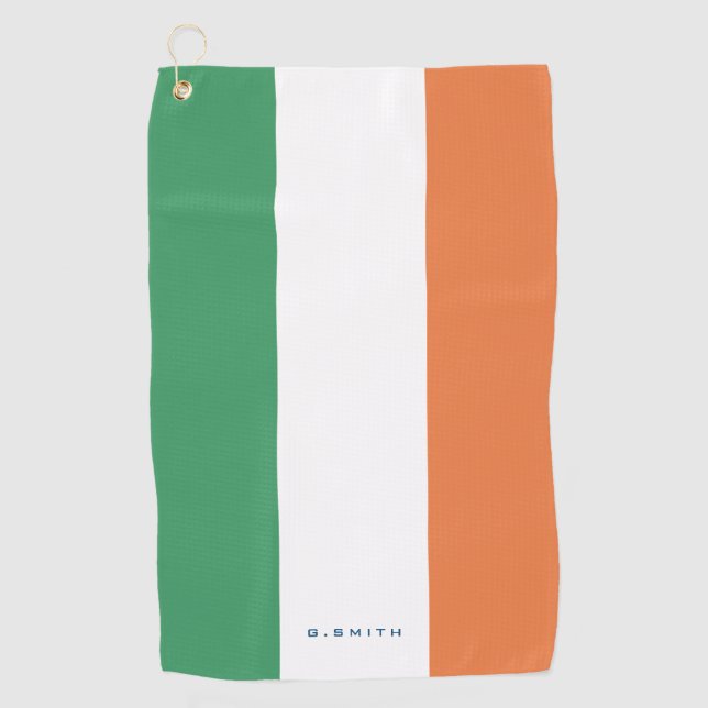 Monogram. Colours of Ireland Flag. Golf Towel (Front)