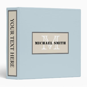 Monogram Columbia Blue Solid Colour Background Binder