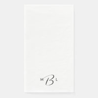 Monogram Combo Font White Wedding Napkins