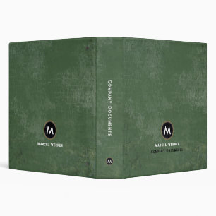 Monogram Company Documents Aged Grayish Green Binder