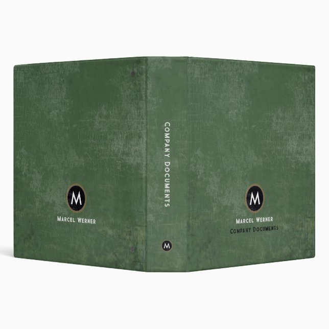 Monogram Company Documents Aged Grayish Green Binder (Background)