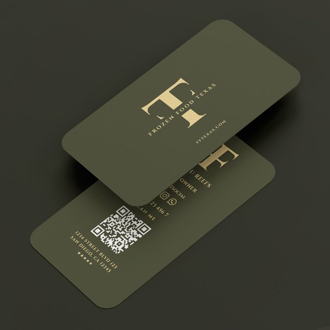 Monogram Company Logo F T Green Army Modern Business Card (Monogram Company Logo F T Green Army Modern Business Card
)
