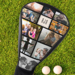 Monogram Cool Family Photo Collage Trendy Sports Golf Head Cover<br><div class="desc">Surprise your dad this Father's Day with a personalized Golf head cover with his favourite photos of his loved ones. His personal monogram surrounded by 10 family pictures within a modern layout. Perfect birthday present as well.</div>