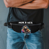 Monogram Cool Neon Retro DJ Sloth