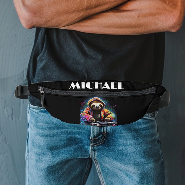 Monogram Cool Neon Retro DJ Sloth Fanny Pack (Creator Uploaded)
