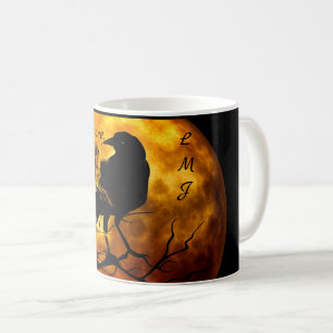 Monogram Cool 'Nevermore' Raven Halloween  Coffee Mug