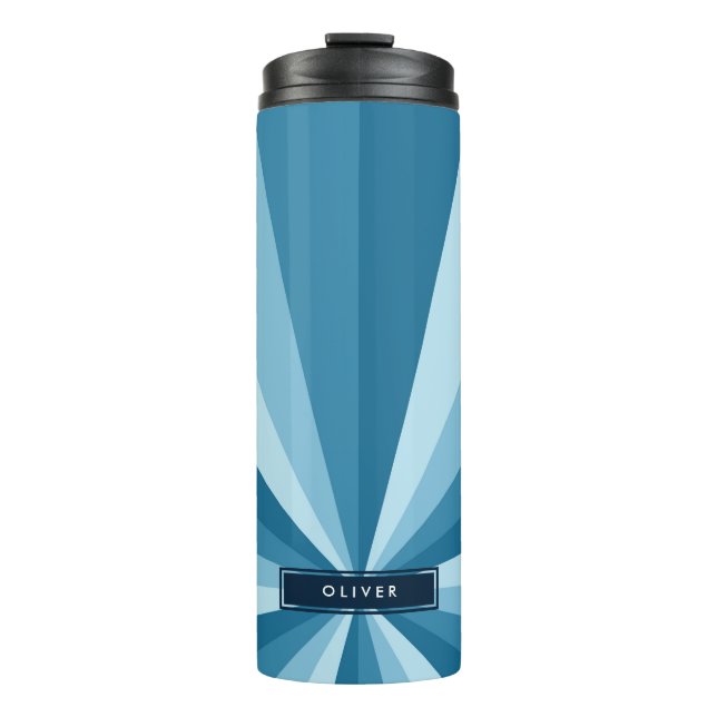 Monogram Cool Shades of Blue Colour Wheel Pattern Thermal Tumbler (Front)
