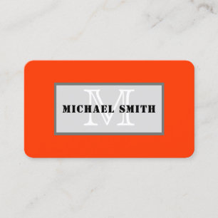 Monogram Coquelicot Solid Colour Background Business Card
