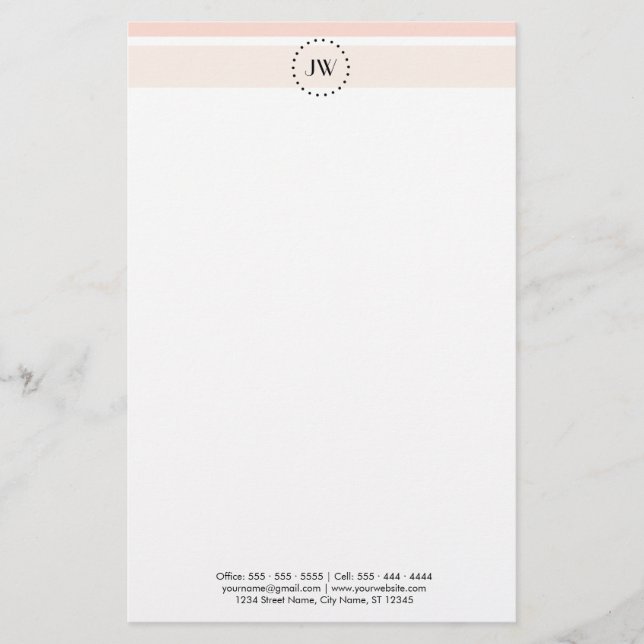 Monogram Coral Elegant Professional Stationery (Front)