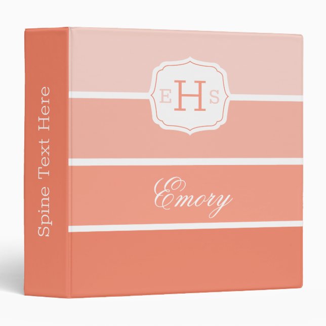 Monogram Coral Gradient Stripes Binder (Front/Spine)