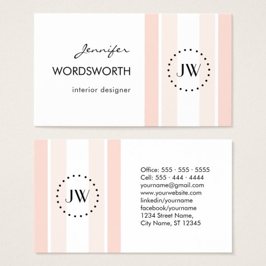 Monogram Coral Pastel Professional Business Card