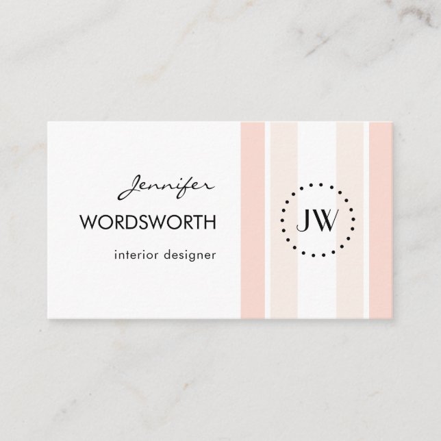 Monogram Coral Pastel Professional Business Card (Front)