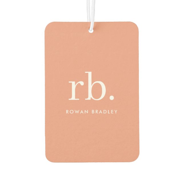 Monogram Coral Peach Elegant Feminine Minimalist Air Freshener (Back)