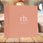 Monogram Coral Peach Elegant Feminine Minimalist Binder<br><div class="desc">A minimalist monogram design with large typography initials in a classic font with your name below on a feminine coral peach background. The perfectly custom gift or accessory!</div>