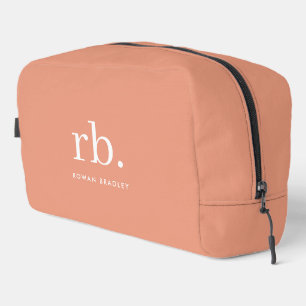 Monogram Coral Peach Elegant Feminine Minimalist Dopp Kit