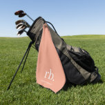Monogram Coral Peach Elegant Feminine Minimalist Golf Towel<br><div class="desc">A minimalist monogram design with large typography initials in a classic font with your name below on a feminine coral peach background. The perfectly custom gift or accessory!</div>