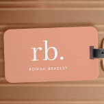 Monogram Coral Peach Elegant Feminine Minimalist Luggage Tag<br><div class="desc">A minimalist monogram design with large typography initials in a classic font with your name below on a feminine coral peach background. The perfectly custom gift or accessory!</div>