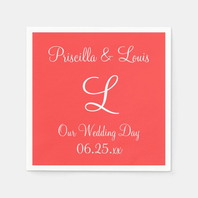 Monogram Coral Red Exclusive Matching Colour Napki Napkin (Front)