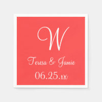 Monogram Coral Red High End Coloured Napkins