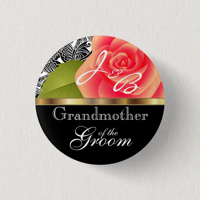 Monogram Coral Rose - Bridal Wedding Party (Front)