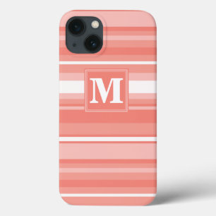 Monogram coral stripes Case-Mate iPhone case