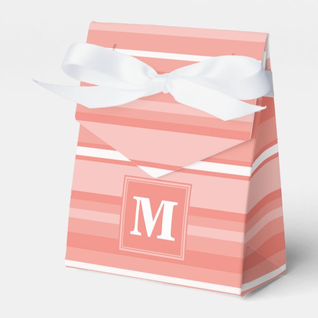 Monogram coral stripes favor box (Front Side)