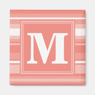 Monogram coral stripes magnet
