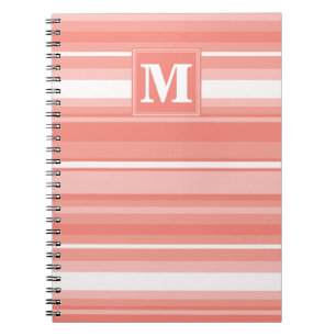 Monogram coral stripes notebook