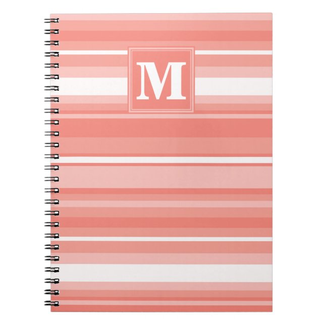 Monogram coral stripes notebook (Front)