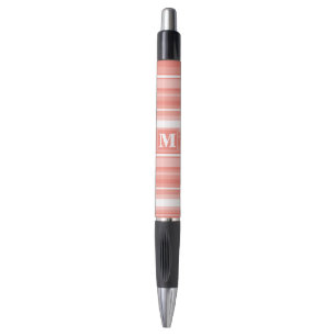 Monogram coral stripes pen
