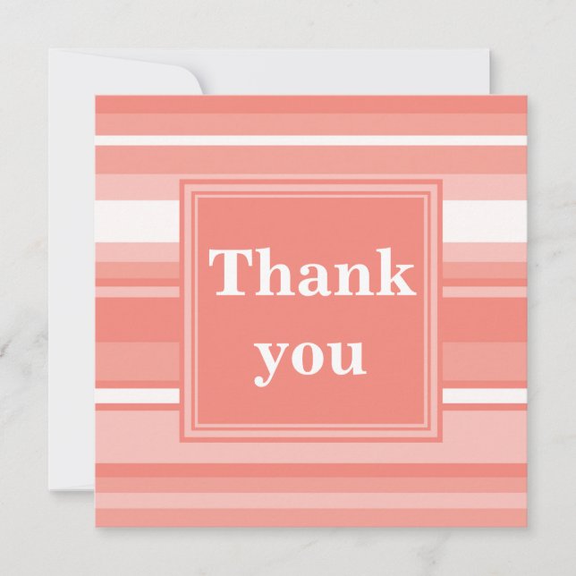 Monogram coral stripes thank you card (Front)