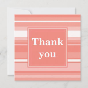 Monogram coral stripes thank you card