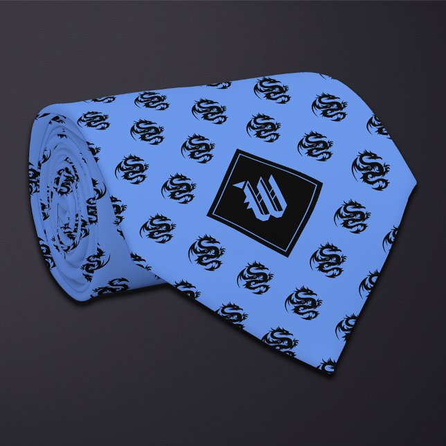 Monogram Cornflower Blue Dragon Tie (Creator Uploaded)