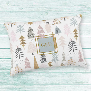 Monogram Country Christmas Trees 16"x12" Accent Pi Pillow