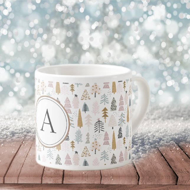 Monogram Country Christmas Trees 6oz Espresso Cup (Creator Uploaded)