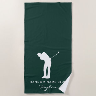 Monogram Country Club Name Personalized Green Beach Towel