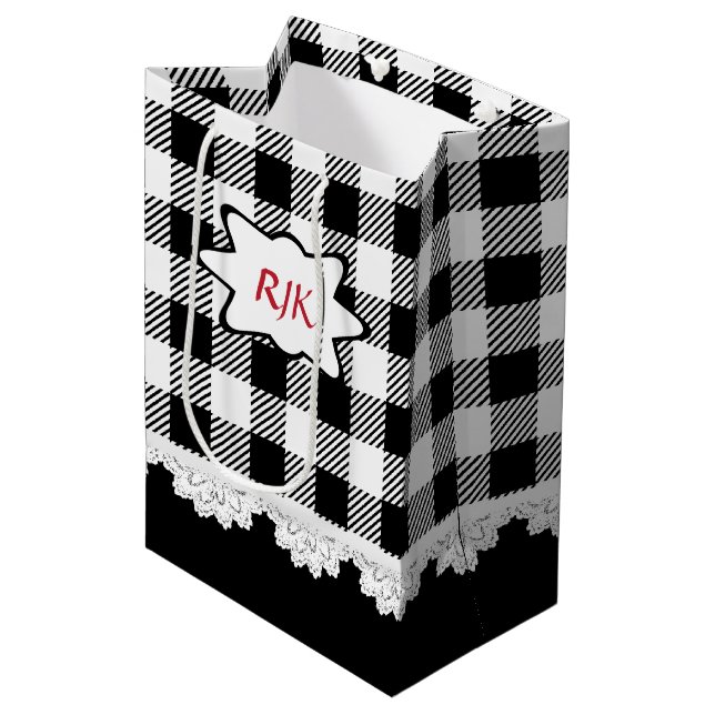 Monogram Country Plaid   Medium Gift Bag (Front Angled)