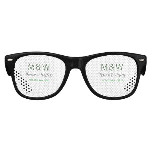 Monogram couple gray green modern romantic date si kids sunglasses